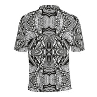 Polynesian Tribal Polo Shirt White and Black - Polynesian Pride