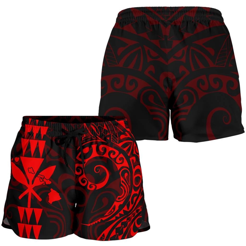 Kanaka Hawaii Map Red Polynesian Women's Short Women Red - Polynesian Pride