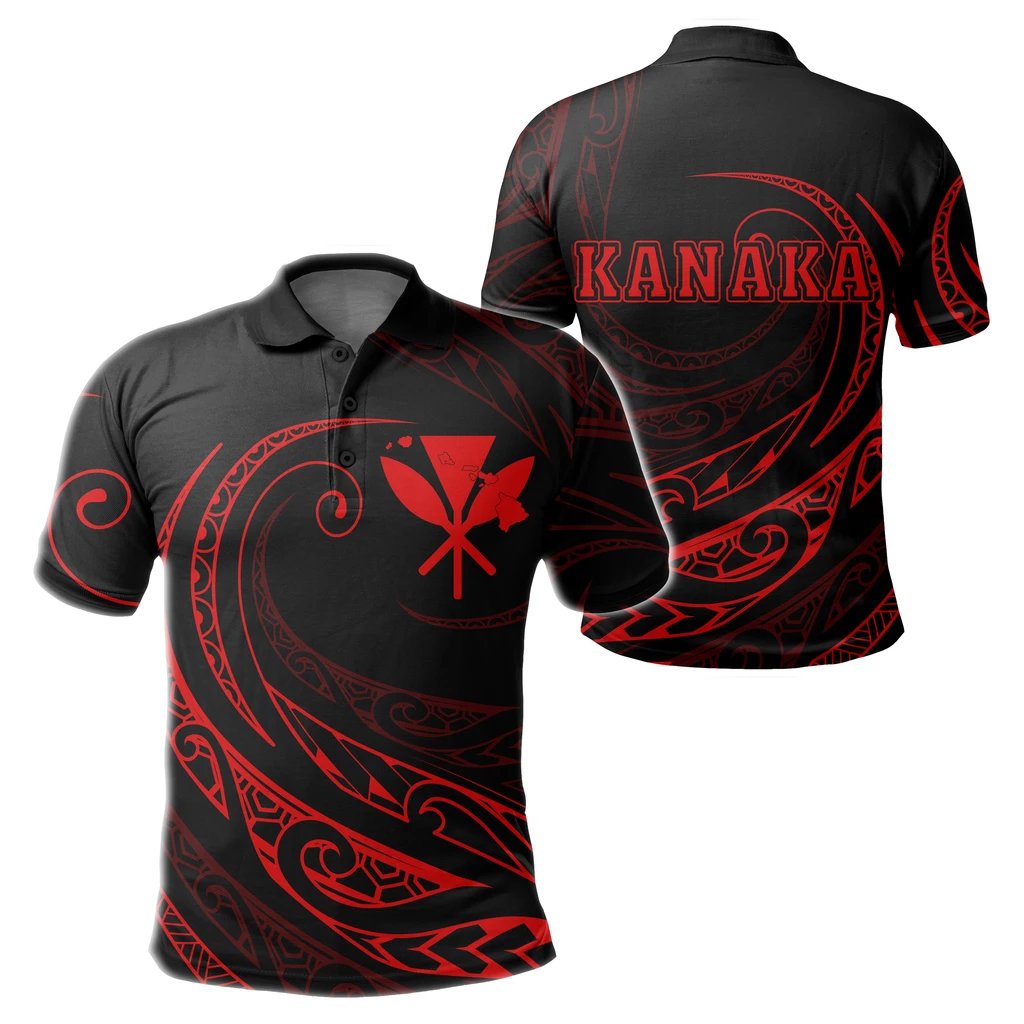 Kanaka Polo Shirt Frida Style Red Unisex Black - Polynesian Pride
