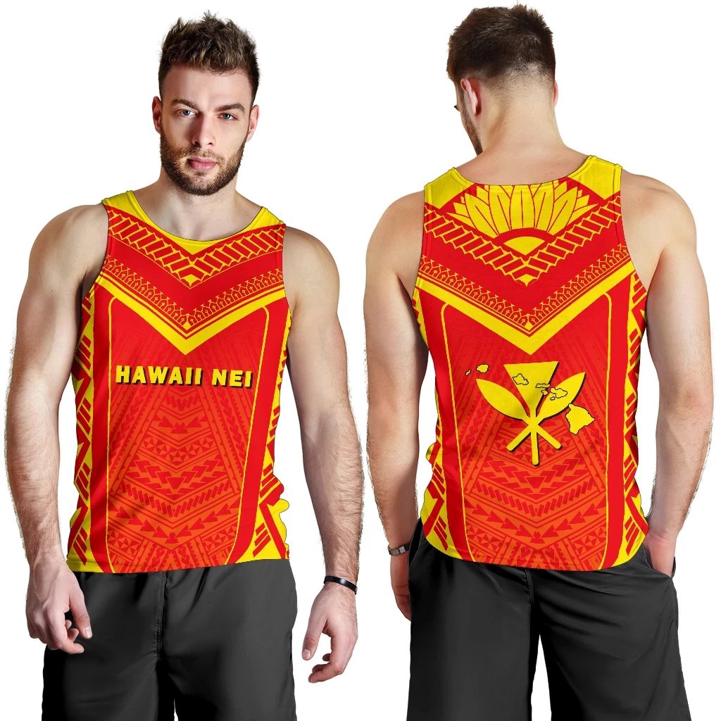 Hawaii Kanaka Polynesian Men's Tank Top Active Red - Polynesian Pride