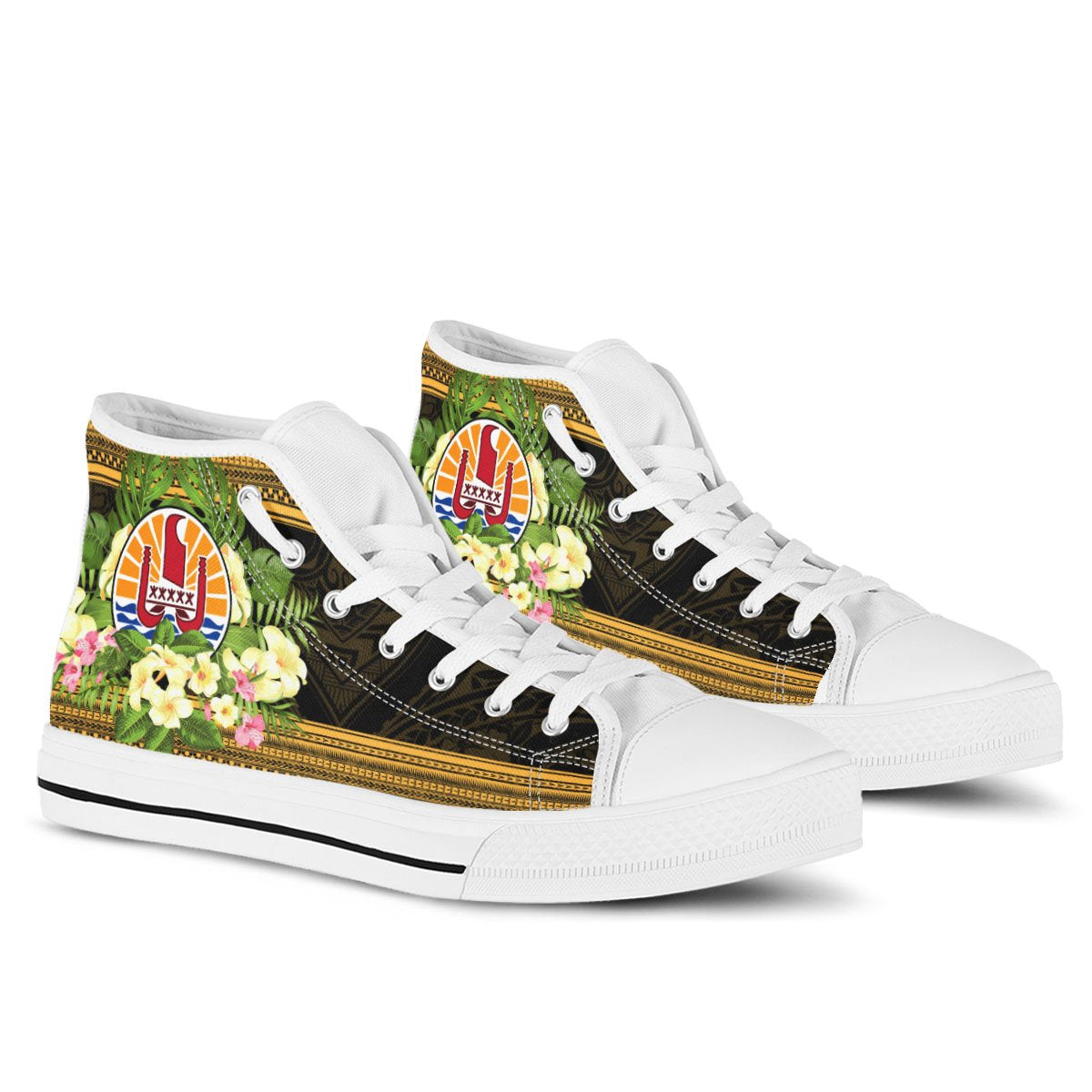 Tahiti High Top Shoes - Polynesian Gold Patterns Collection - Polynesian Pride