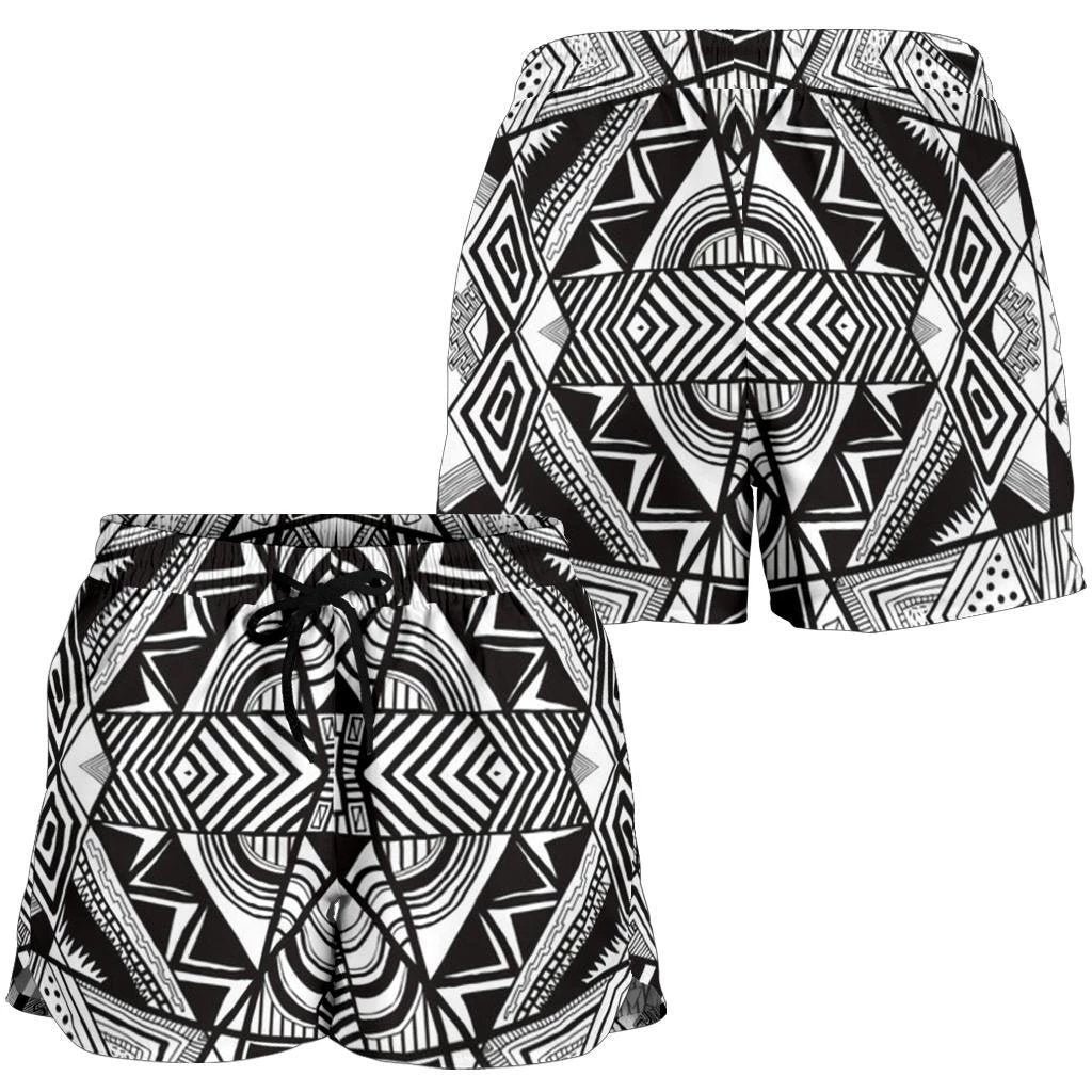 Polynesian Tribal Women's Shorts White And Black Women White - Polynesian Pride