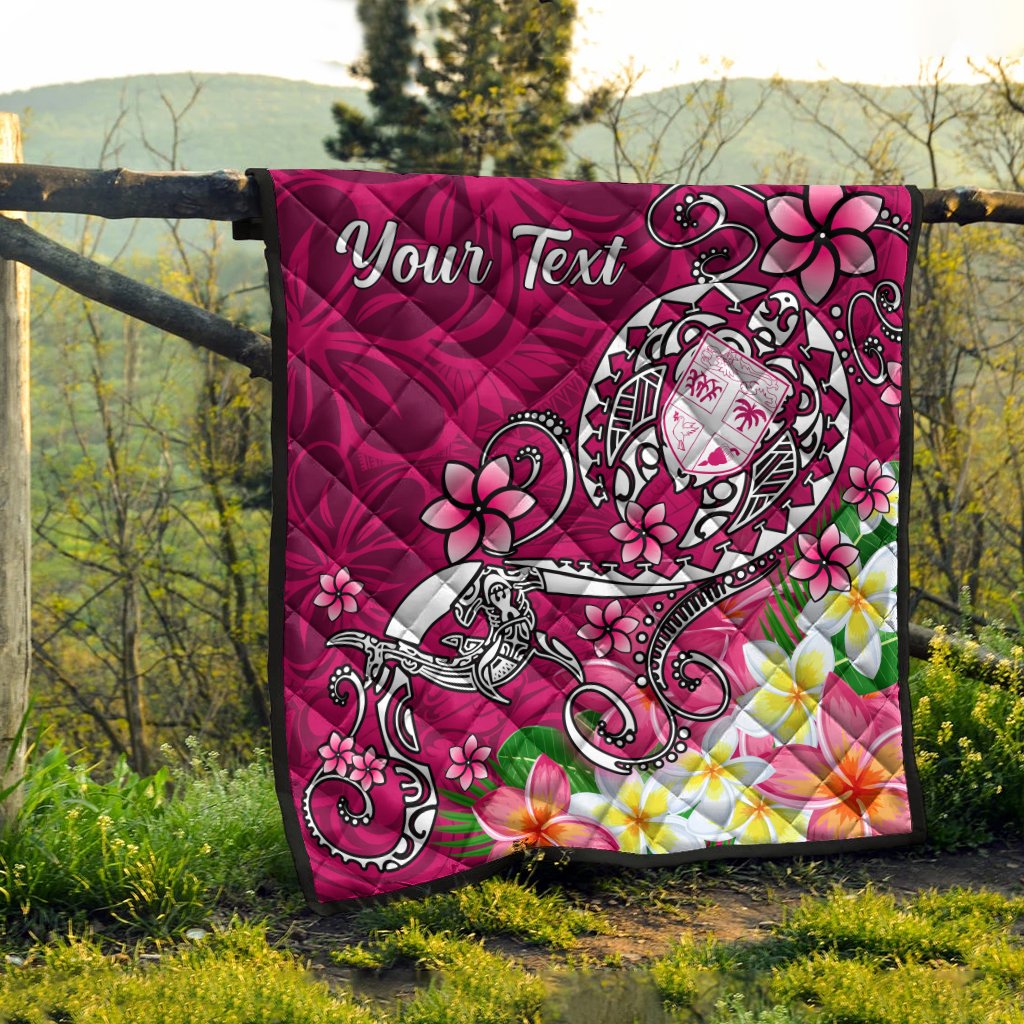 Fiji Custom Personalised Premium Quilt - Turtle Plumeria (Pink) - Polynesian Pride