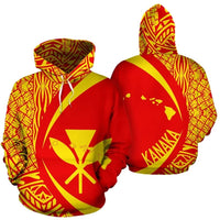 Kanaka Polynesian Mauna Kea Hoodie Circle Style Unisex Red - Polynesian Pride