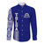 TOLOA Hawaii Long Sleeve Button Shirt Tupou College Tonga Pattern LT13 Unisex Blue - Polynesian Pride