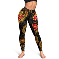 New Caledonia Polynesian Women Legging - Gold Plumeria - Polynesian Pride