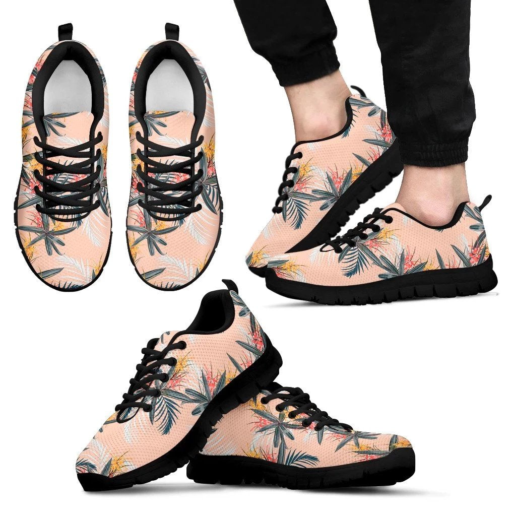 Hawaii Tropical Pattern Pink Sneakers Men's Sneakers Black - Polynesian Pride