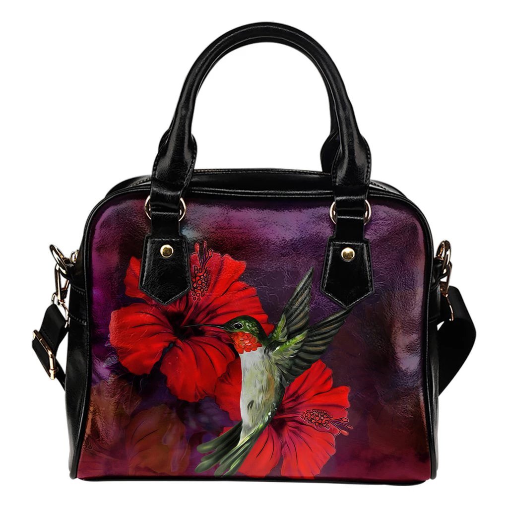 Hibiscus Shoulder Handbag 06 One Size Black - Polynesian Pride