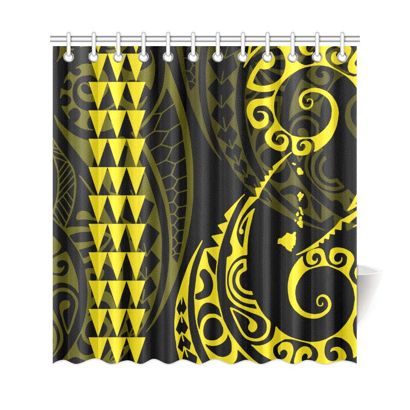Hawaii Kakau Yellow Polynesian Shower Curtain - Polynesian Pride