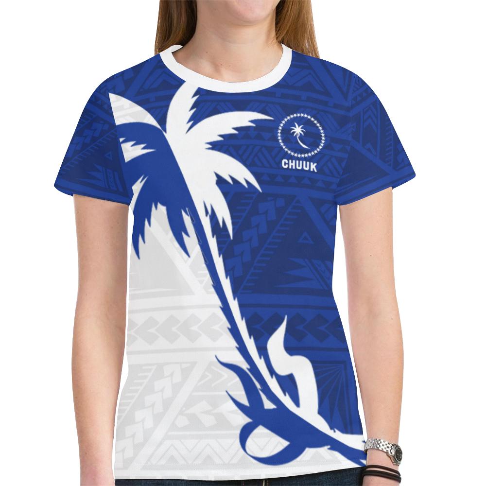 Chuuk T Shirt Chuuk FLag Coconut Tree Unisex Blue - Polynesian Pride