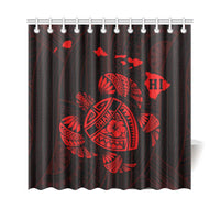 Hawaii Kakau Polynesian Turtle Map Shower Curtain - Red 177 x 172 (cm) Red - Polynesian Pride