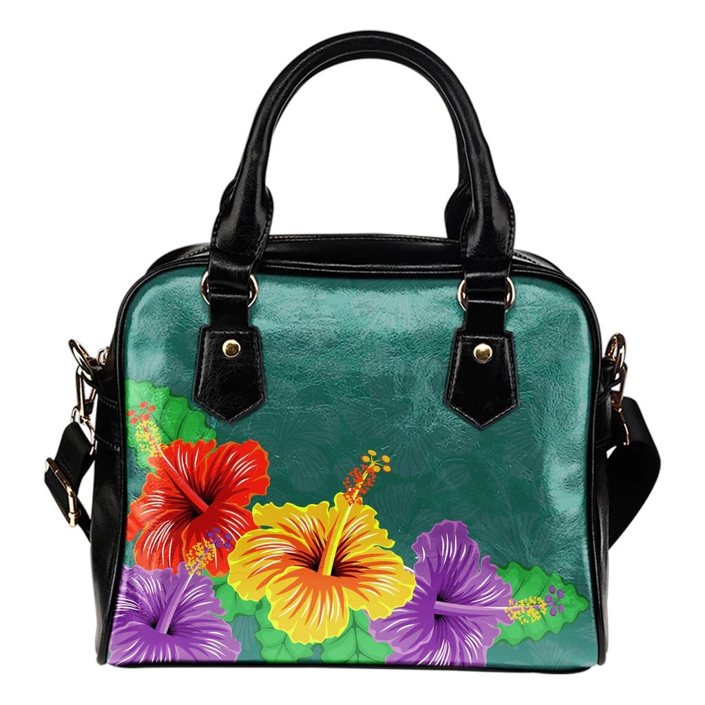 Hibiscus Shoulder Handbag 03 One Size Black - Polynesian Pride