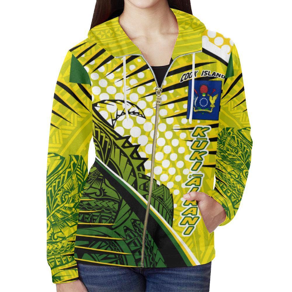 Cook Islands Zip up Hoodie Tides Style Special - Polynesian Pride