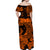 Hawaii Off Shoulder Long Dress Polynesia Orange Attractive Hula Girl LT13 - Polynesian Pride