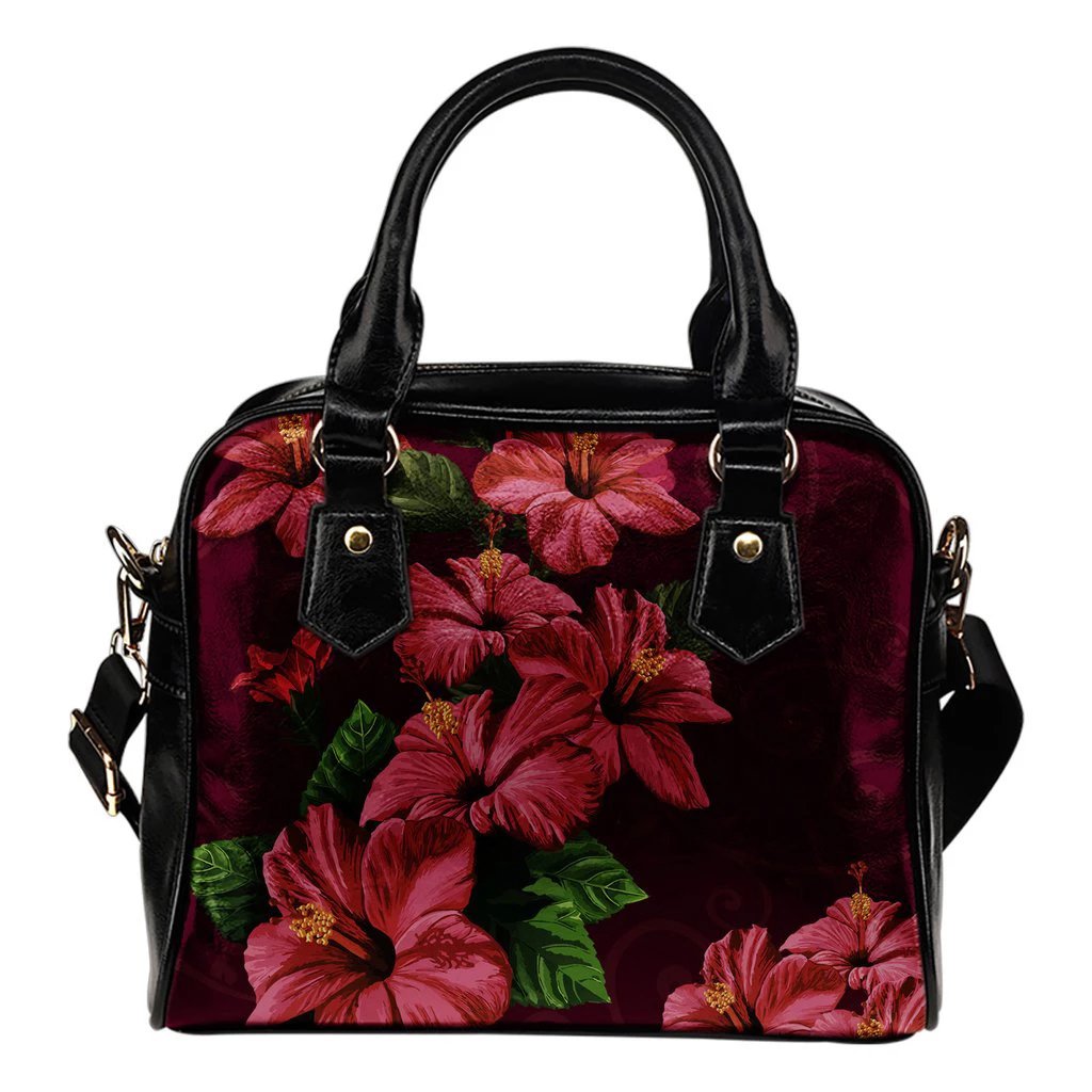 Hibiscus Shoulder Handbag 01 One Size Black - Polynesian Pride