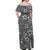 (Custom Personalised) Hawaii Off Shoulder Long Dress Polynesia Gray Hibiscus and Map Mystical LT13 - Polynesian Pride