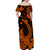 Hawaii Off Shoulder Long Dress Polynesia Orange Fish Hook LT13 - Polynesian Pride