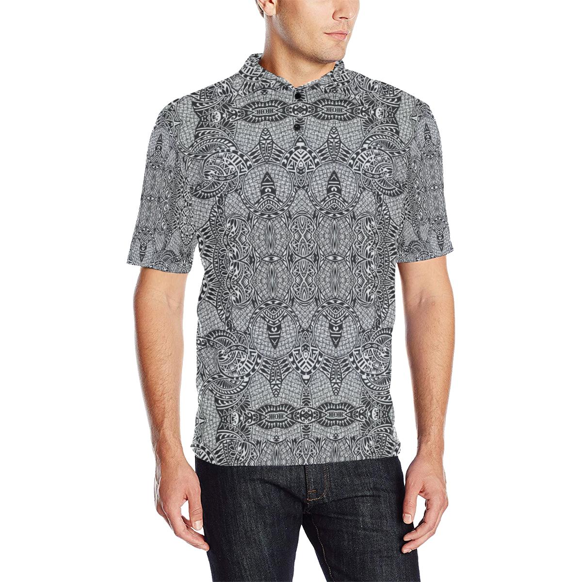 Polynesian Polo Shirt Black and White Unisex Black - Polynesian Pride