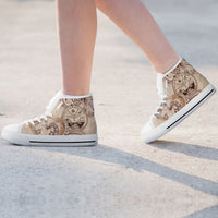 Marshall Islands High Top Shoes - Hibiscus Flowers Vintage Style - Polynesian Pride