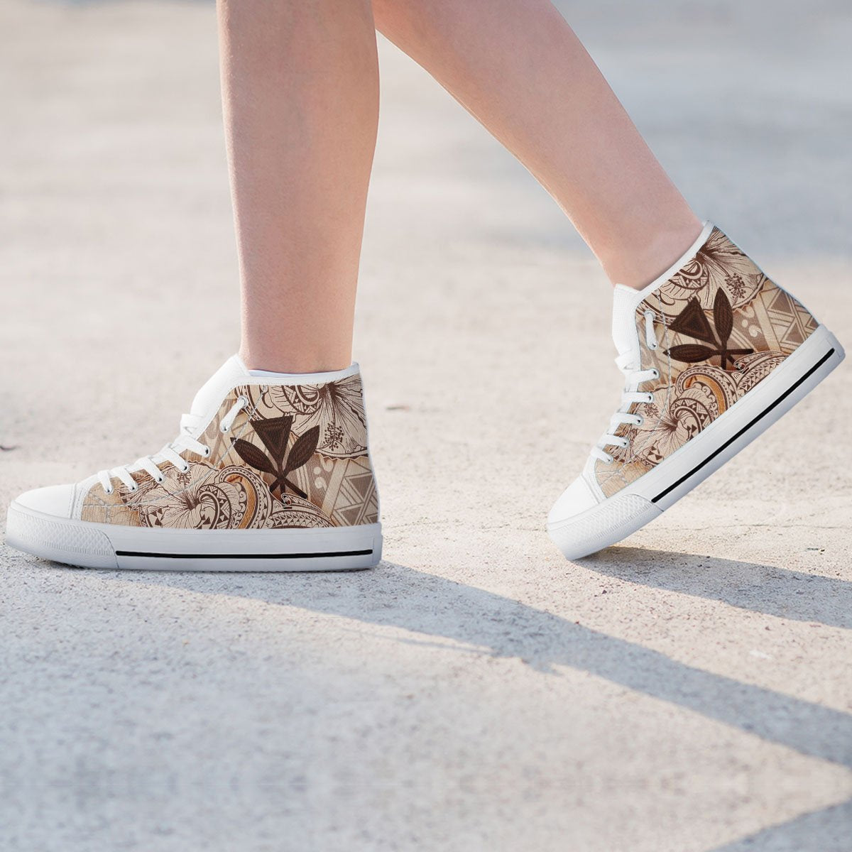 Hawaii Kanaka Maoli High Top Shoes - Hibiscus Flowers Vintage Style - Polynesian Pride