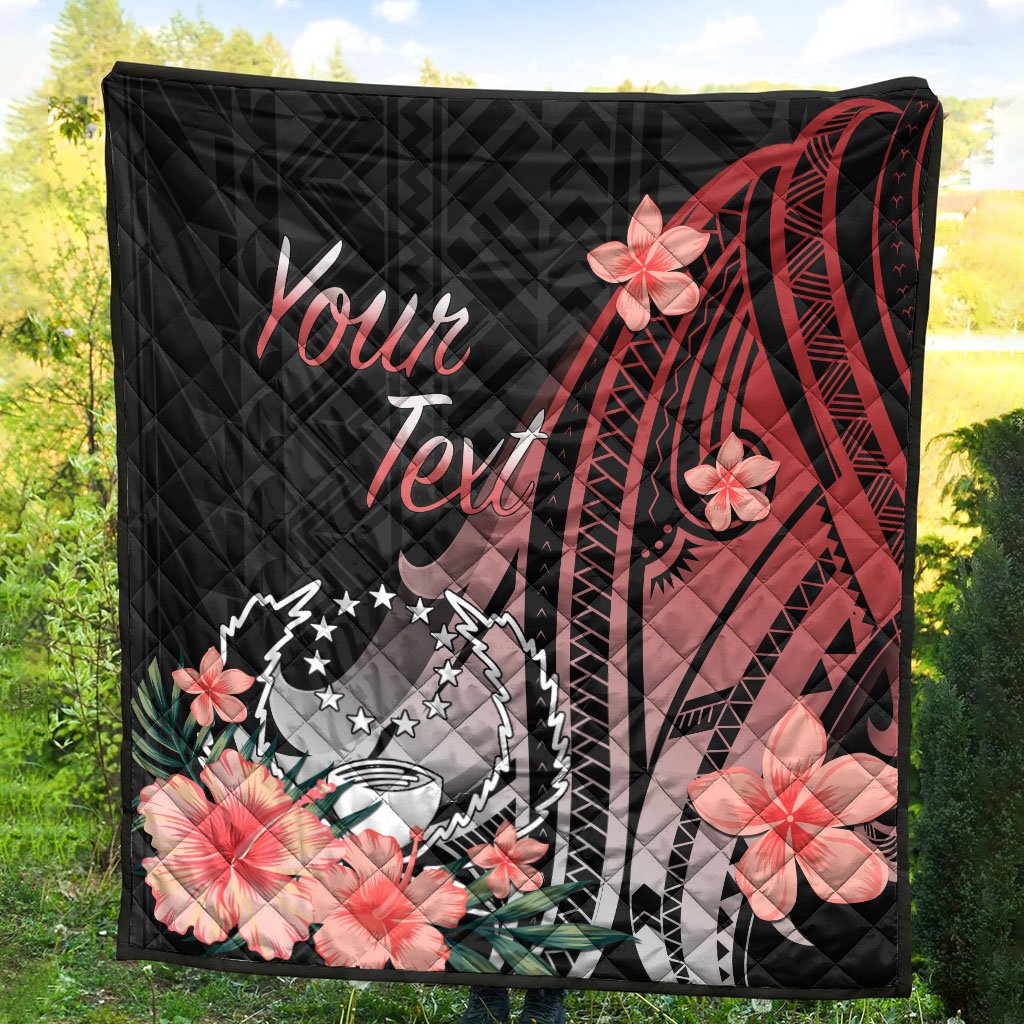 Pohnpei Personalised Custom Premium Quilt - Red Polynesian Hibiscus Pattern Style - Polynesian Pride