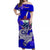 Samoa Off Shoulder Long Dress Hammerhead Shark and Hibiscus Blue LT13 Women Blue - Polynesian Pride