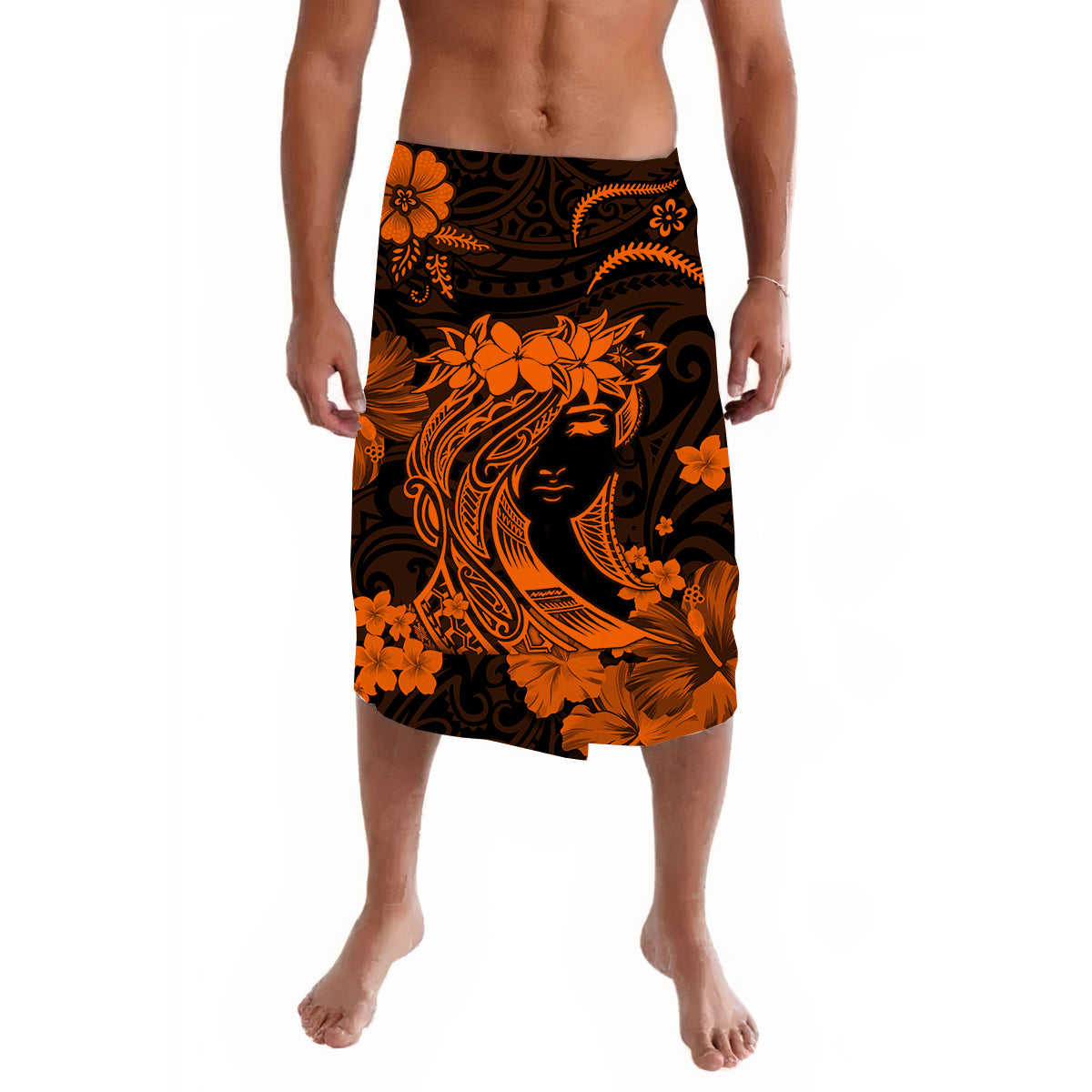 Hawaii Lavalava Polynesian Orange Attractive Hula Girl LT13 Orange - Polynesian Pride