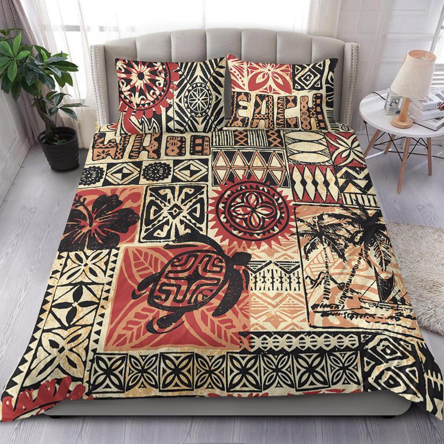 Hawaii Bedding Set - Polynesian Vintage Pattern Bedding Set Gold - Polynesian Pride