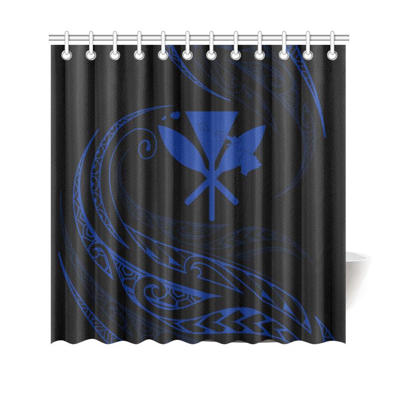 Kanaka Shower Curtain - Blue - Frida Style - Polynesian Pride