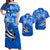 Custom Hawaii Matching Hawaiian Outfit For Couple Polynesia Blue Sea Turtle Honu and Hammerhead Shark LT13 Blue - Polynesian Pride