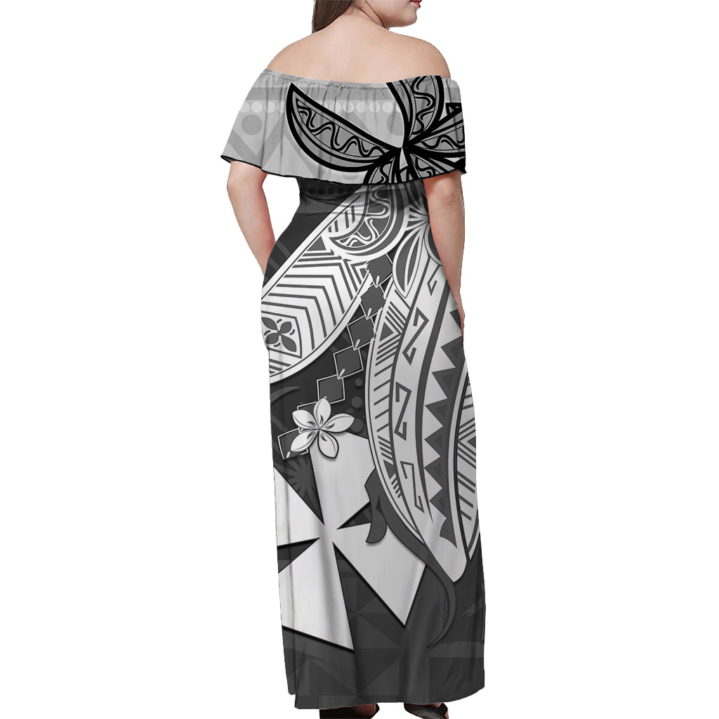 Wallis et Futuna Off Shoulder Long Dress Version Luxurious Black LT13 - Polynesian Pride