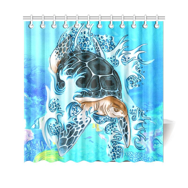 Turtle Cool Shower Curtain 177 x 172 (cm) Blue - Polynesian Pride