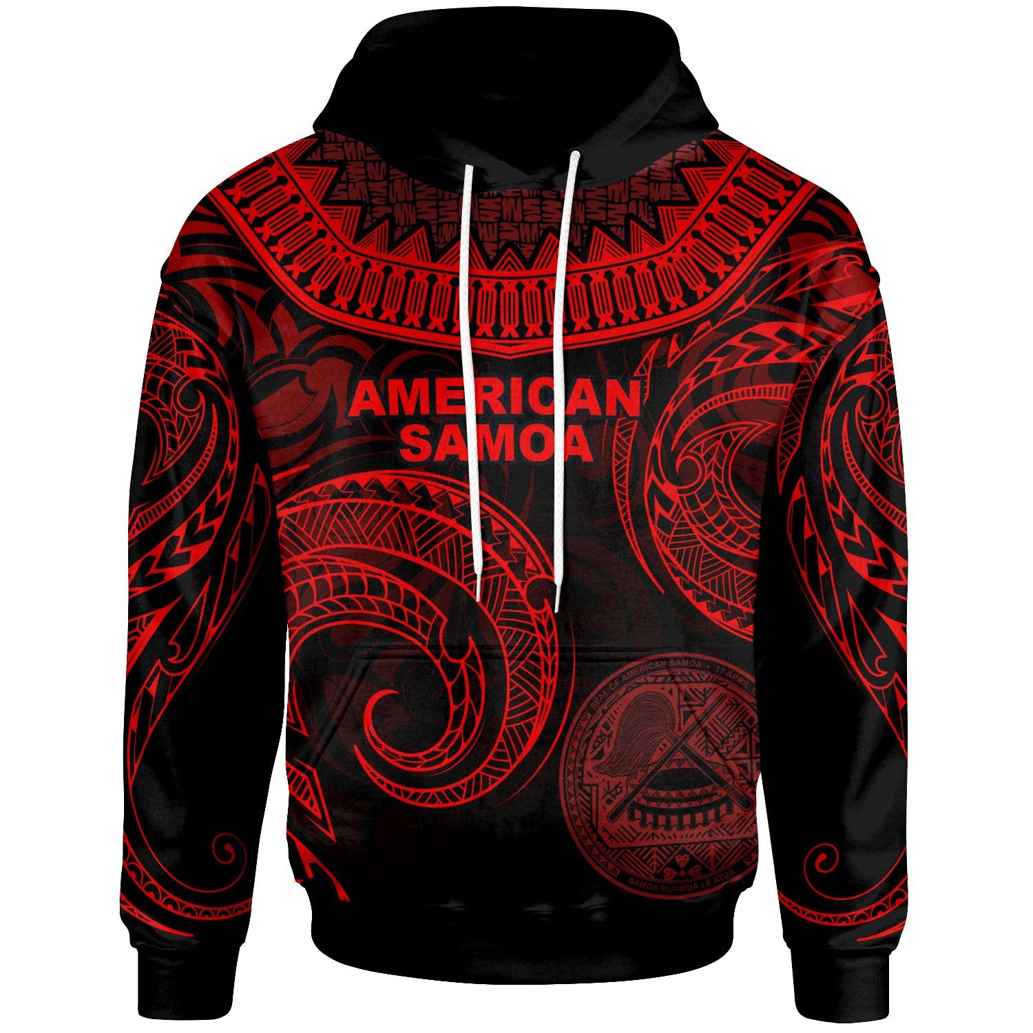 American Samoa Hoodie Unique Serrated Texture Red Unisex Red - Polynesian Pride