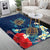 Hawaiian Turtle Hibiscus Polynesian Area Rug - Blue - Edna Style - AH - Polynesian Pride