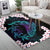 Hawaiian Plumeria Shark And Turtle Area Rug - Black - Zelda Style - AH - Polynesian Pride