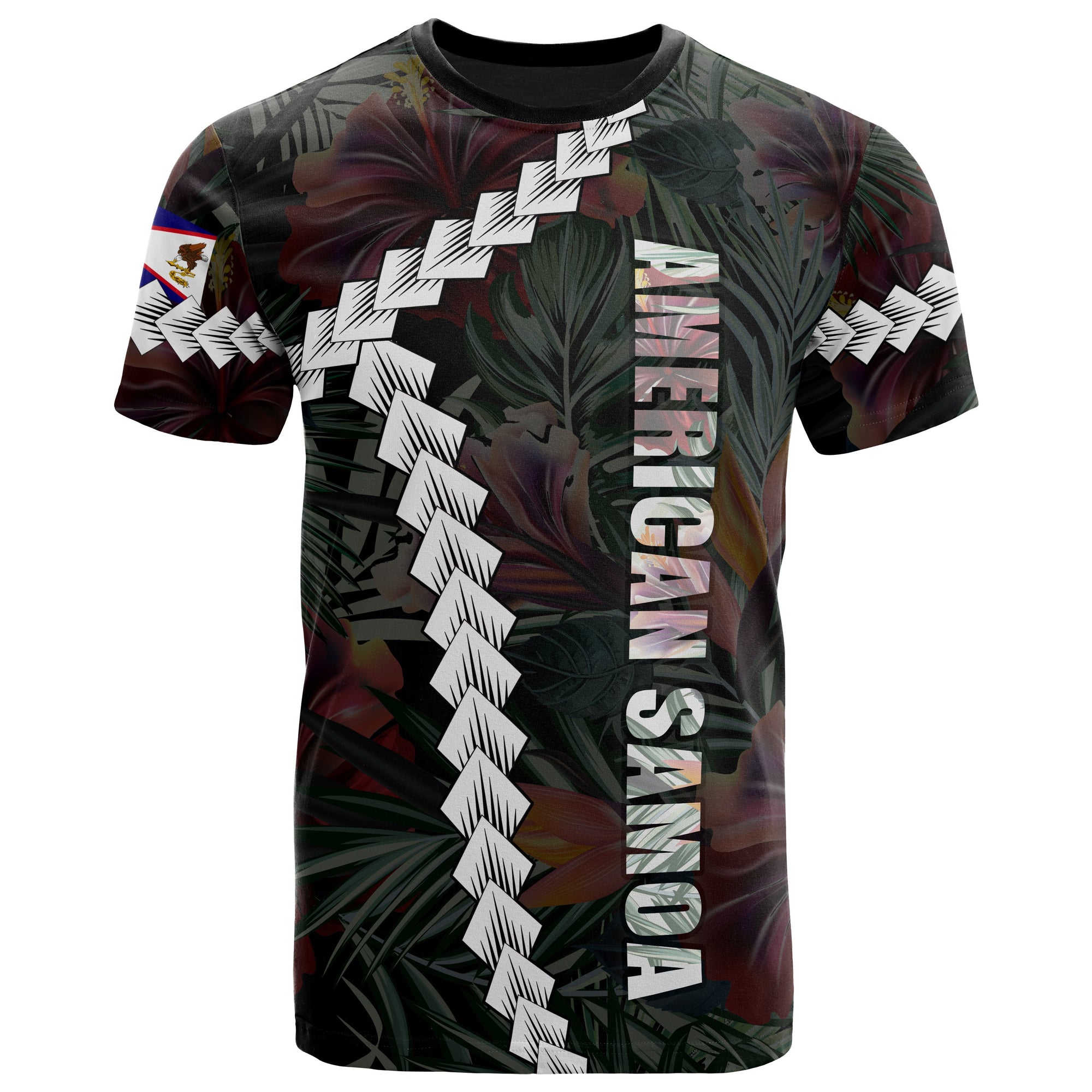 American Samoa Polynesian T Shirt Chain Polynesian Unisex BLACK - Polynesian Pride