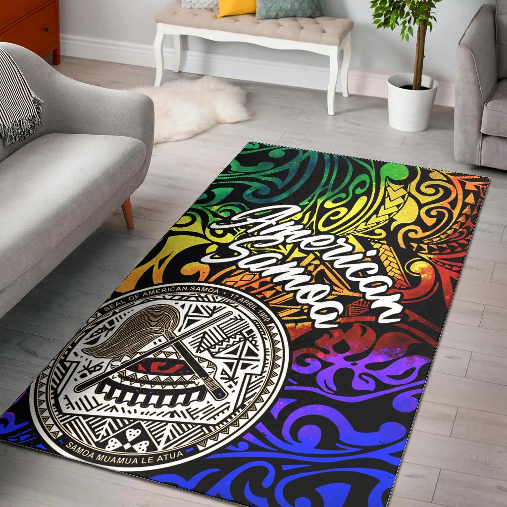 American Samoa Area Rug - Rainbow Polynesian Pattern Rainbow - Polynesian Pride