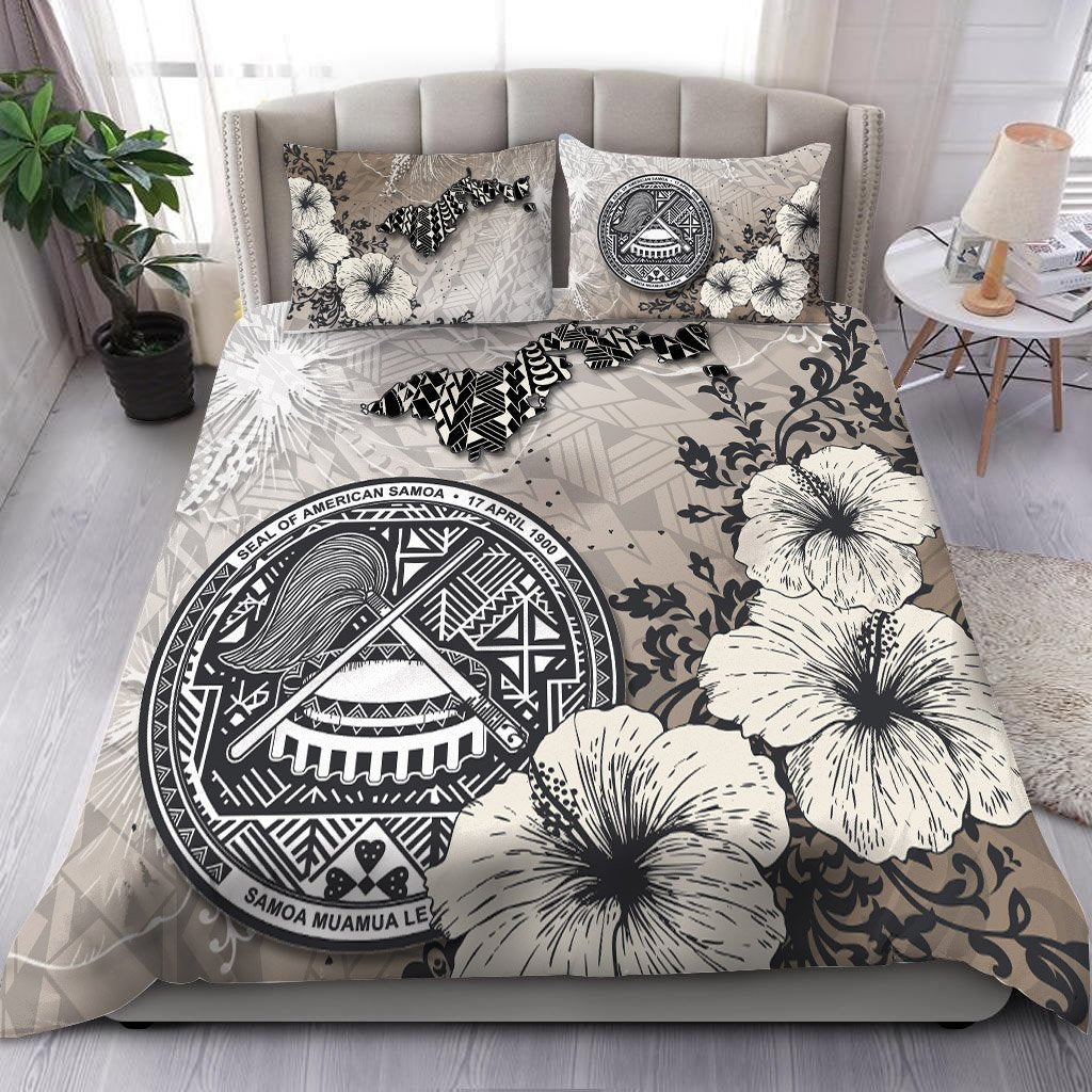 American Samoa Bedding Set - Vintage Luxury Floral Style Nude - Polynesian Pride