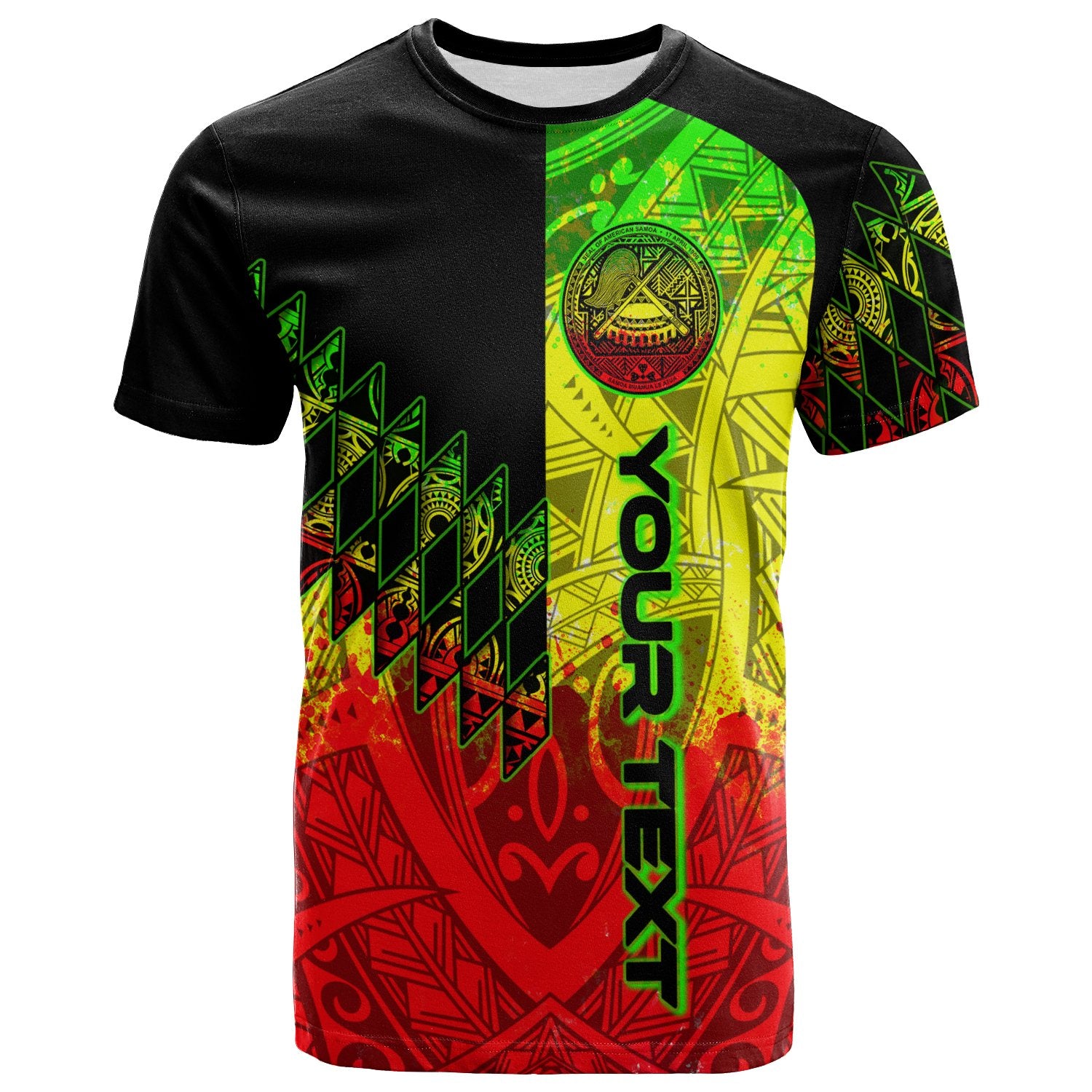 American Samoa T Shirt Custom Reggage Color Symmetry Style Unisex Black - Polynesian Pride