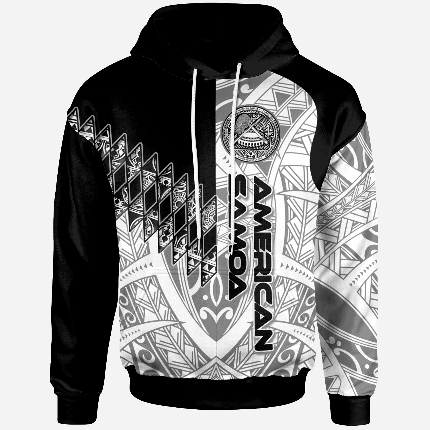 American Samoa Hoodie Symmetry Style Unisex Black - Polynesian Pride