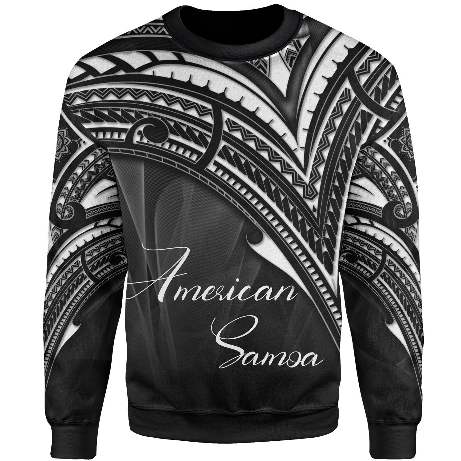 American Samoa Sweatshirt - Cross Style White Color Unisex Black - Polynesian Pride