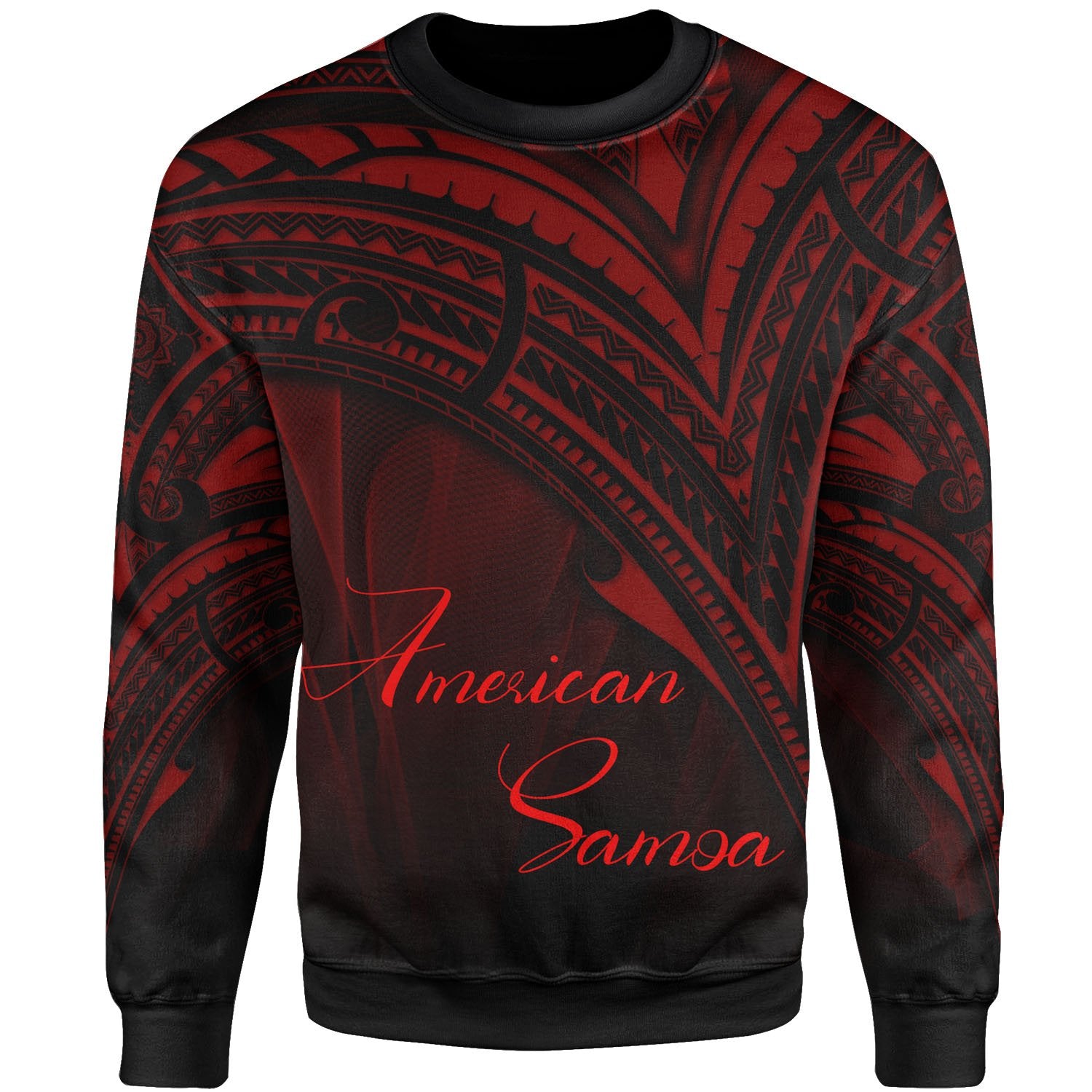 American Samoa Sweatshirt - Cross Style Red Color Unisex Black - Polynesian Pride