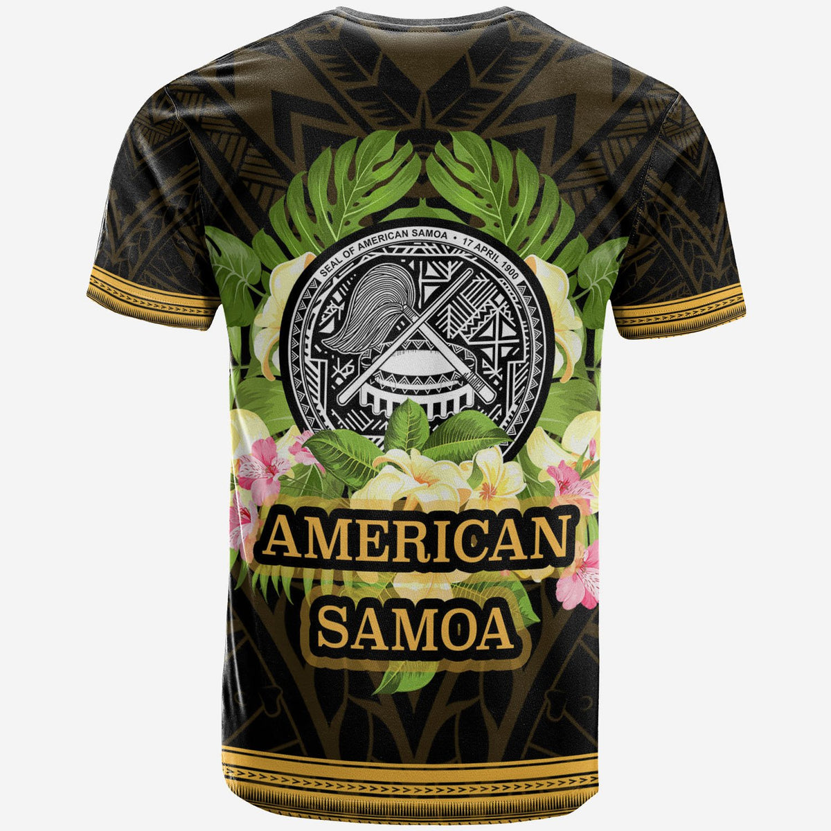 American Samoa T Shirt Polynesian Gold Patterns Collection - Polynesian Pride