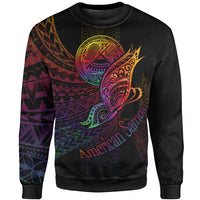 American Samoa Sweatshirt - Butterfly Polynesian Style Unisex Black - Polynesian Pride