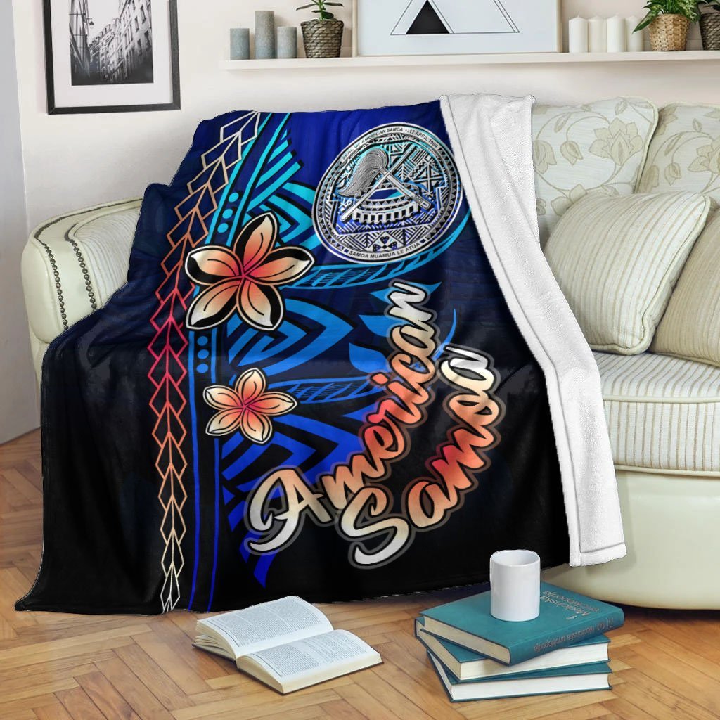 American Samoa Premium Blanket - Vintage Tribal Mountain White - Polynesian Pride