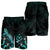 Vanuatu Polynesian Men's Shorts - Turtle With Blooming Hibiscus Turquoise - Polynesian Pride