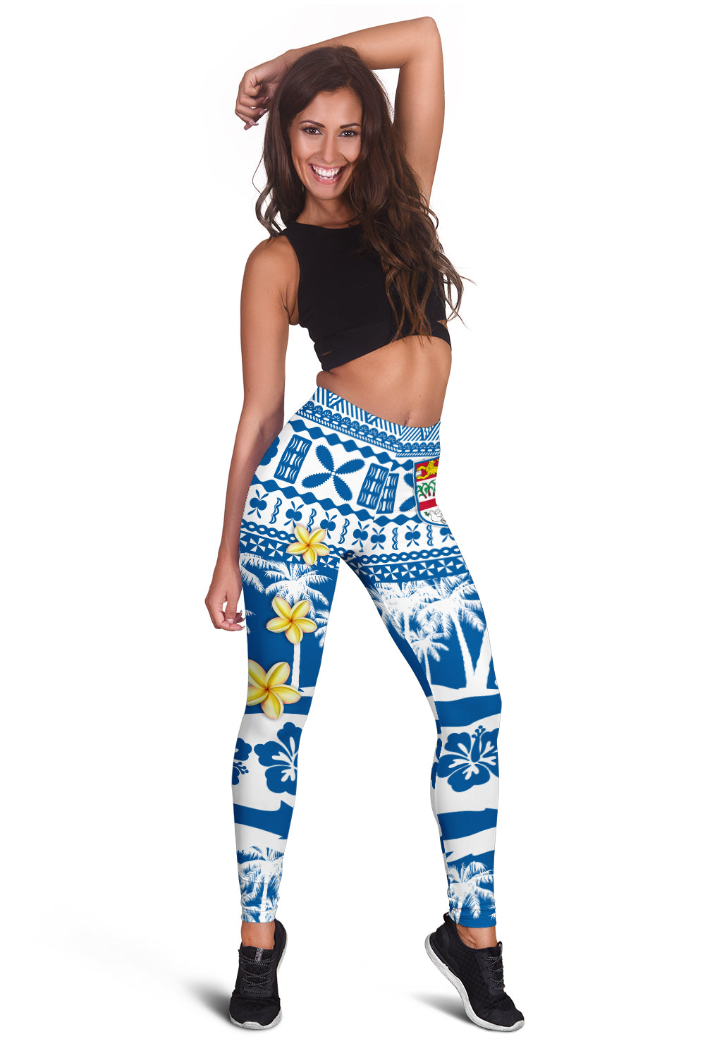 Fiji Polynesian Women Leggings Fijian Tapa Pattern LT13 Blue - Polynesian Pride