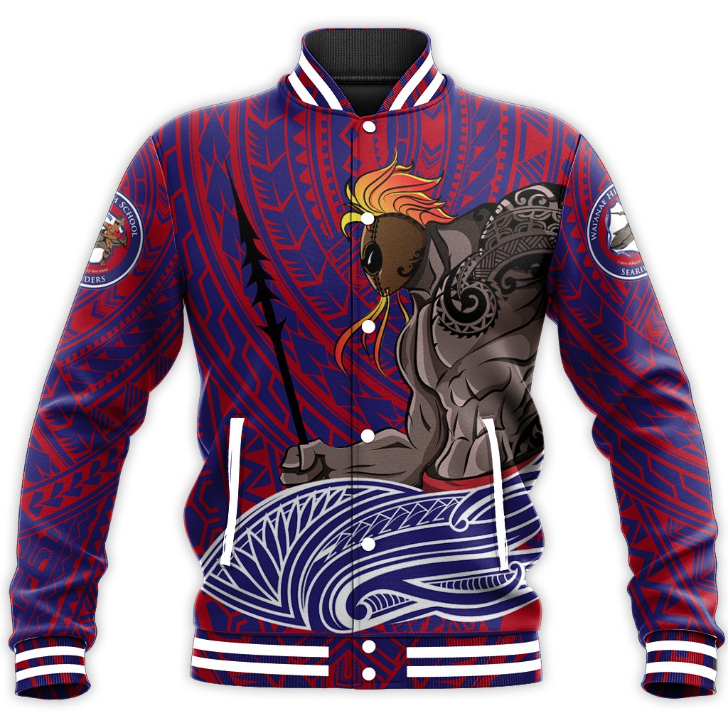 Hawaii Baseball Jacket - Waianae High Baseball Jacket AH Unisex Red - Polynesian Pride