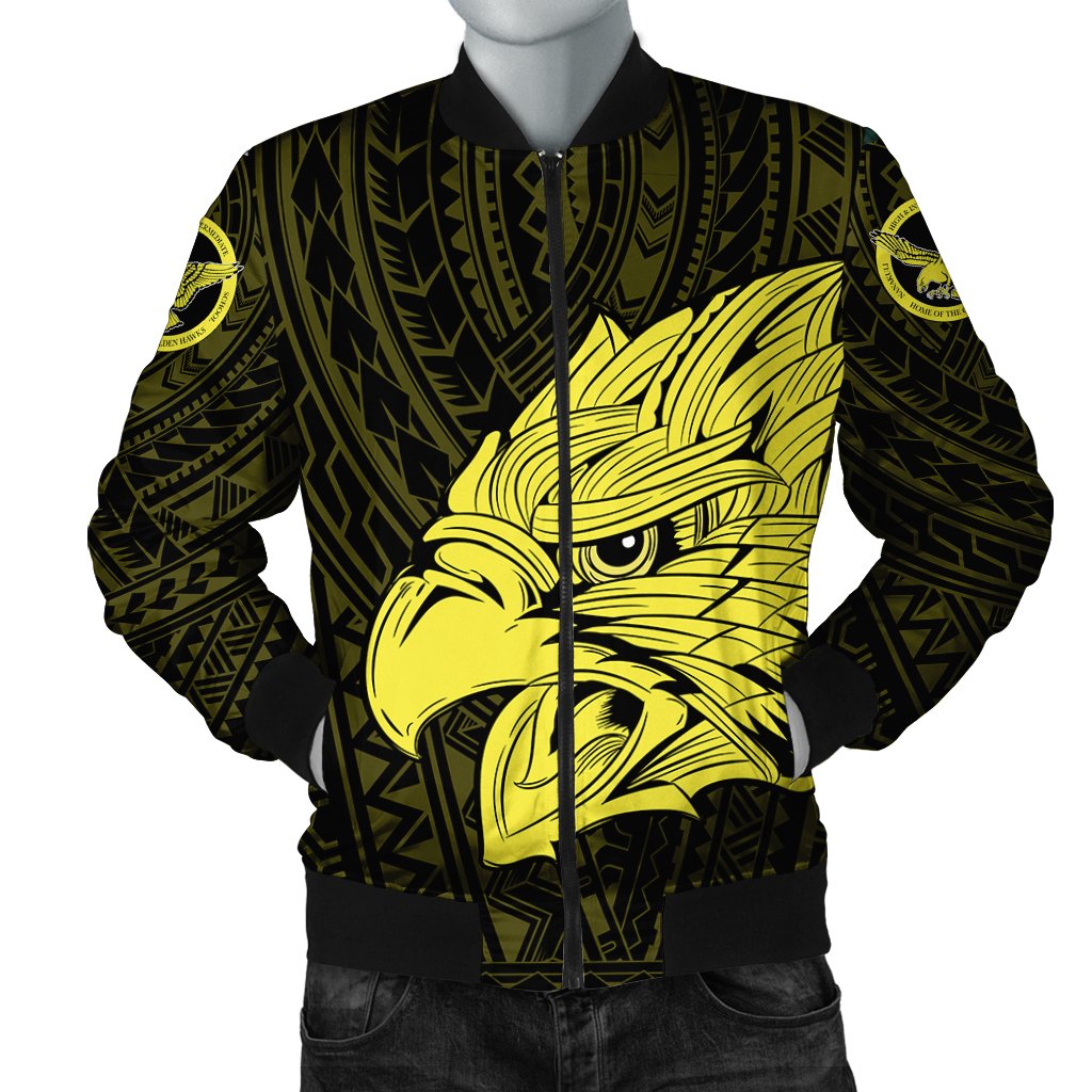 Hawaii Bomber Jacket - Nanakuli High School Hawk Polynesian Men's Bomber Jacket - AH Black - Polynesian Pride