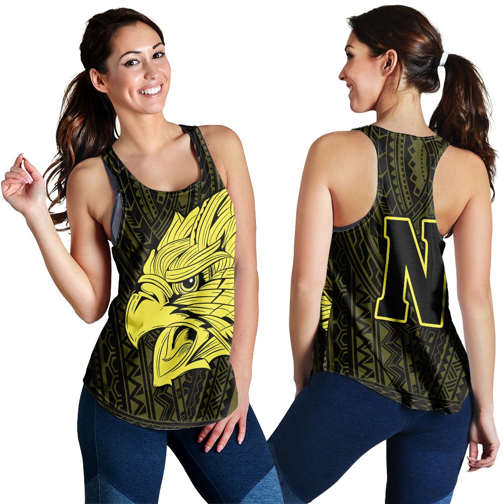 Hawaii Women's Racerback Tank - Nanakuli High School Hawk Polynesian Racerback Tank - AH Black - Polynesian Pride